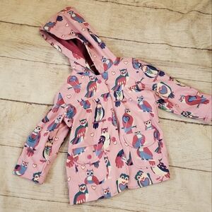 Hatley pink owl print raincoat size 2